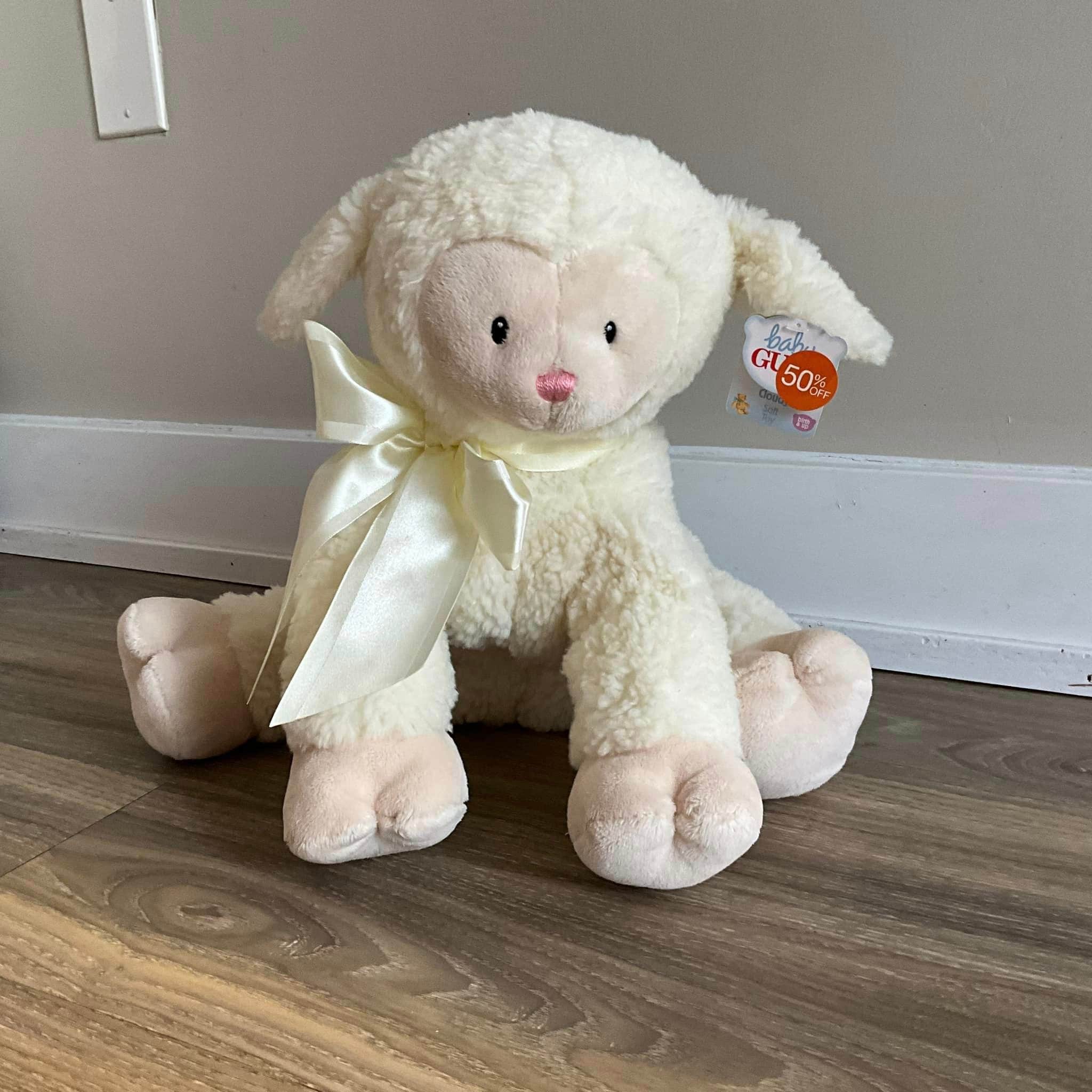 新品　2005年　Baby Gund Fluffles 子羊のぬいぐるみ　シープ BABY GUND FLUFFLES THE CREAM LAMB FLOPPY LOVEY PLUSH ANIMAL