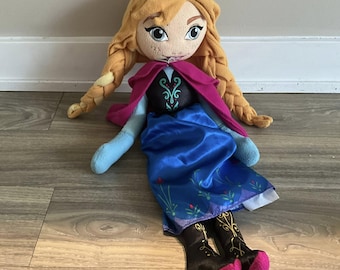 Disney Store Princess Anna Frozen  Doll Plush Stuffed Toy Soft