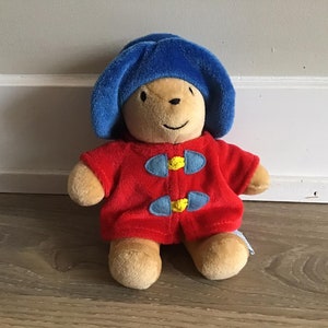 Vintage Eden Paddington bear plush in blue hat & red coat