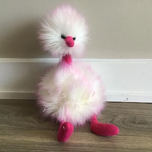 Jellycat London Raspberry Ripple Pompom Bird Pink Fuzzy Plush
