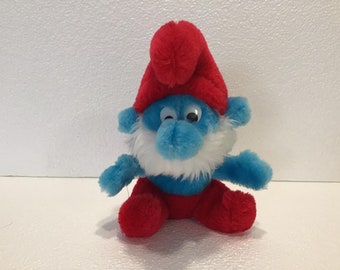 Vintage PEYO 1981 Wallace Berrie & Co Papa Smurf Plush Doll Stuffed Animal Toy 8" Korea