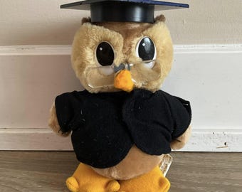 Vintage 1986 Graduate Owl Dakin Plush Made in Korea