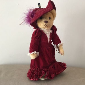 Vintage Brass Button Bears Gabrielle  20th Century Collectibles w/ Stand 14”