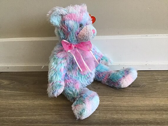 【Teddy T.】 TY Classics Collection “fresco” the Pink and Blue Tie Dyed Bear