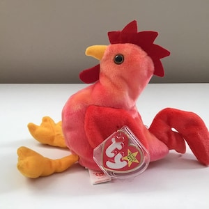 TY Beanie Baby Babies Original 1996 Strut Chicken Rooster Plush Doll - strut the rooster teenie beanie baby  beanie baby rooster strut