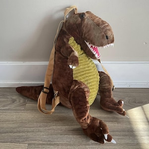 Plush Dinosaur Zipper Backpack, Cartoon Anime Bag