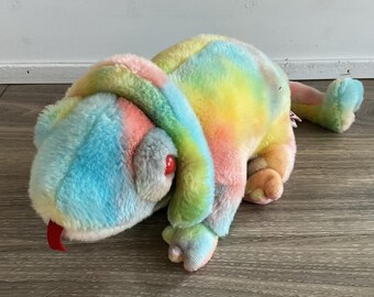 Ty 1999 Beanie Buddies Rainbow the Chameleon Stuffed Animal Toy Plush