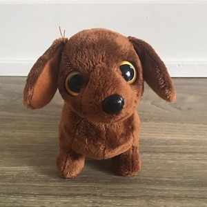 TY Beanie Baby Frank the Daschund Dog Big Eye Version Stuffed Animal Toy Plush 7&quot;