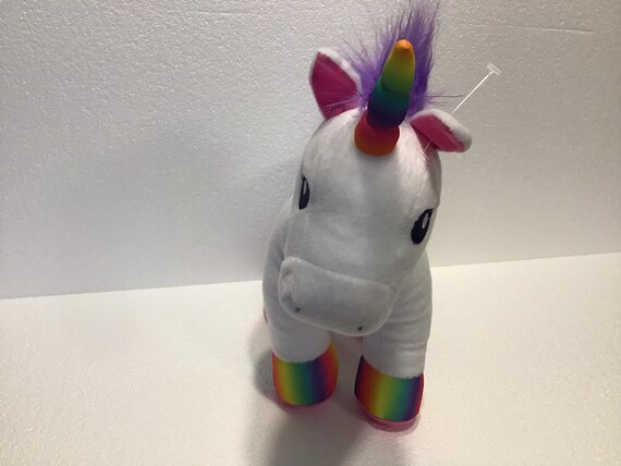 Build a Bear BAB Unicorn White Purple Rainbow Plush Stuffed Animal