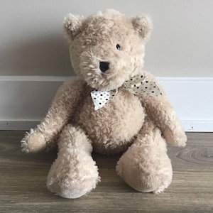 Ganz Marley Light Brown Teddy Bear with Bow Stuffed Animal Toy Plush 16&quot;