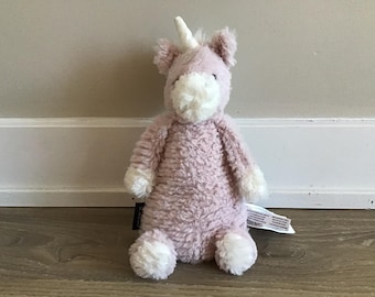 F.A.O Shwarz roze en witte eenhoorn knuffel knuffel pluche 10"