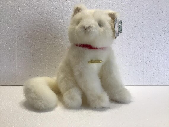 Vintage Gund Plush 1986 White Cat With Bell 