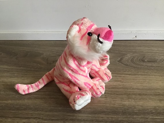 TY 2003 Beanie Baby Mystique the Pink Striped Tiger Stuffed Animal