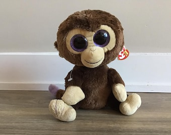 Ty Beanie Boos Coconut Monkey Brown Glitter Eyes 9