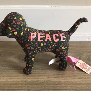 Victoria Secret Peace Dog Stuffed Animal Toy Plush 7&quot;
