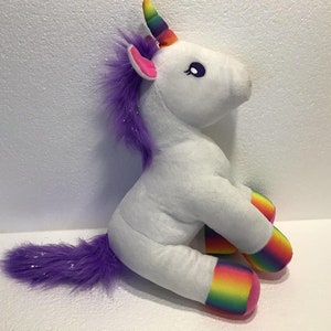 Build a Bear BAB Unicorn White Purple Rainbow Plush Stuffed Animal 12&quot;