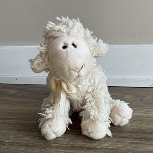 Vintage Russ Berrie Plush Baasley 8” White Sheep Stuffed Animal