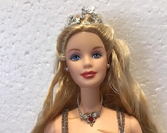 Vintage MATTEL Blond Hair Barbie Redressed Doll Wearing Beautiful Dress