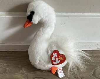 TY Beanie Babies Collection 7" GRACIE White Swan pluche