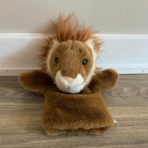 Vintage Lion Plush Hand Puppet Toy