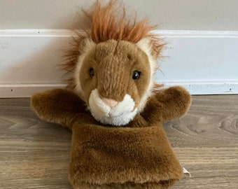 Marionetta di peluche a forma di leone vintage