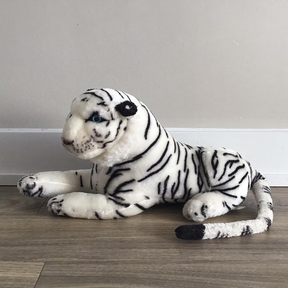 AQCQDQ Weißer Tiger Plüsch (23 Cm) – Realistisches Kuscheltier – Weich, Hochwertig – Geburtstagsgeschenk Für Kinder Weißer Plüschtiger