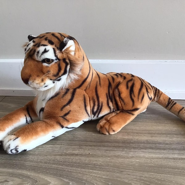 Realistic Tiger Laying Down Stuffed Animal Toy Plush 17"