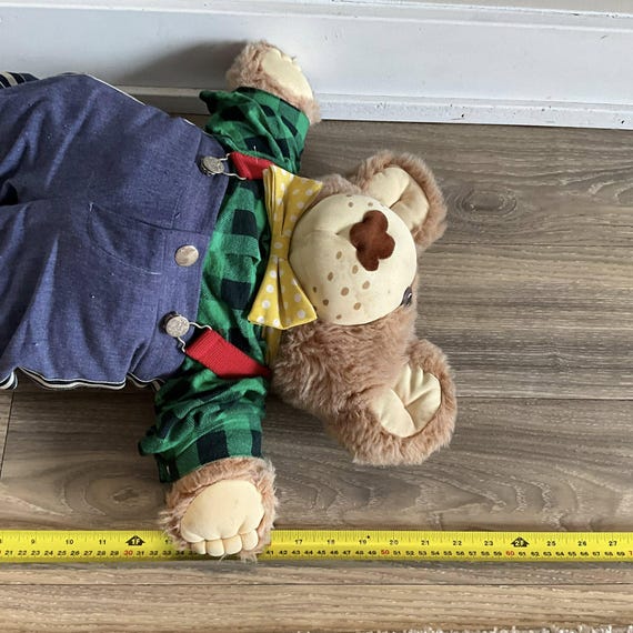 vintage オールインワン　ツナギ　熊ジャン　クマジャン　フリース　80s Vtg 1980s Furskins Bear Green Plaid Shirt Overalls Bowtie Boots