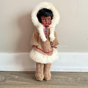 Vintage Reliable Toy Eskimo Doll Made in Canada | 1960s Canadian Inuit Doll  | Collectible Reliable Co Toy Canada Gift