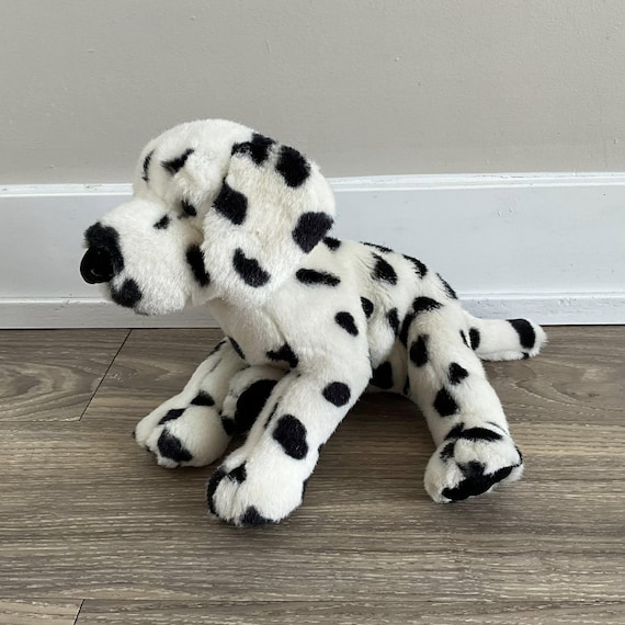 Grand Chien Dalmatien En Peluche 50 Cm – Debout, Réaliste – Noir Et Blanc – Oreiller Doux Pour Enfant – Cadeau