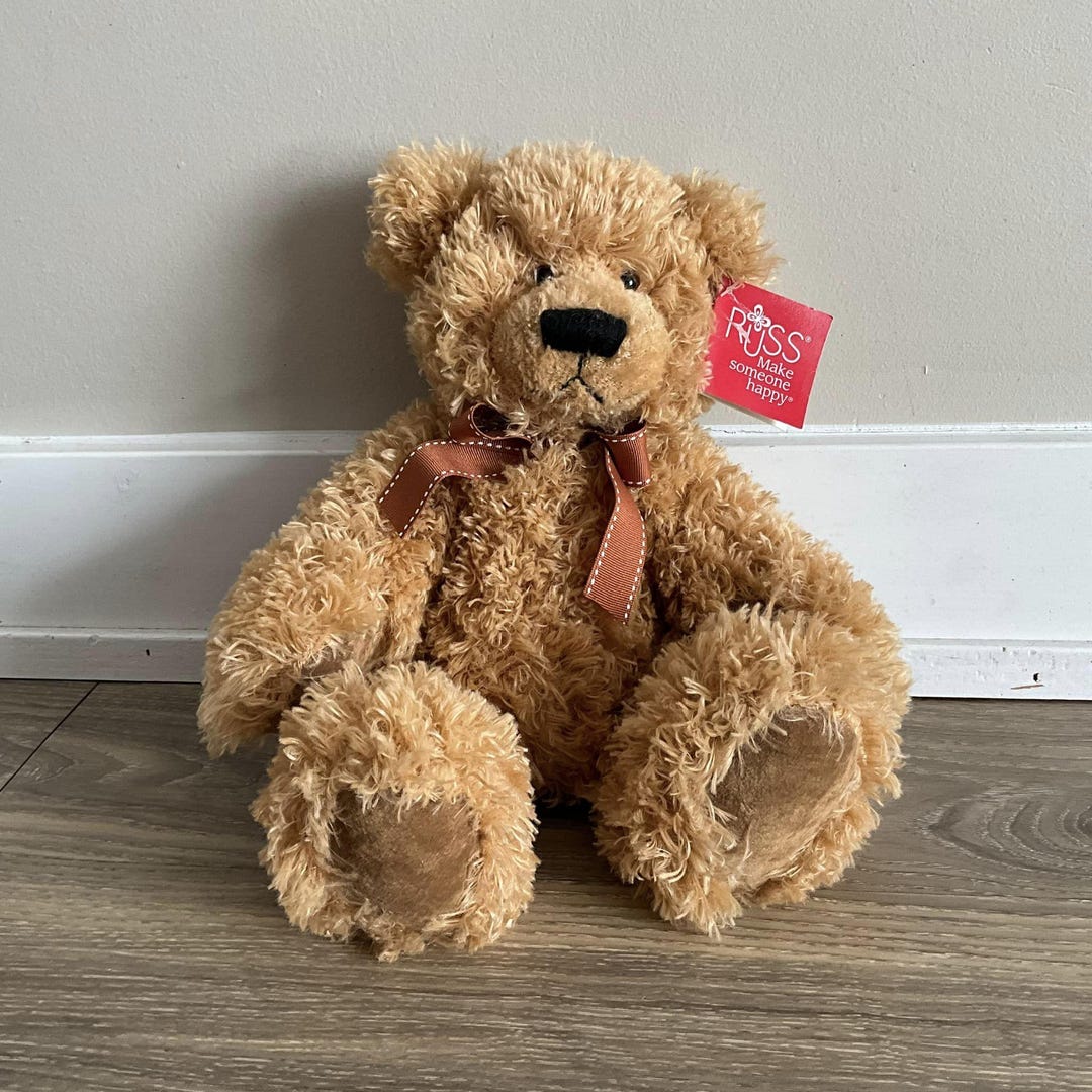 Russ Berrie Teddy Bear Brawson Light Brown Plush 14in Soft Stuffed ...