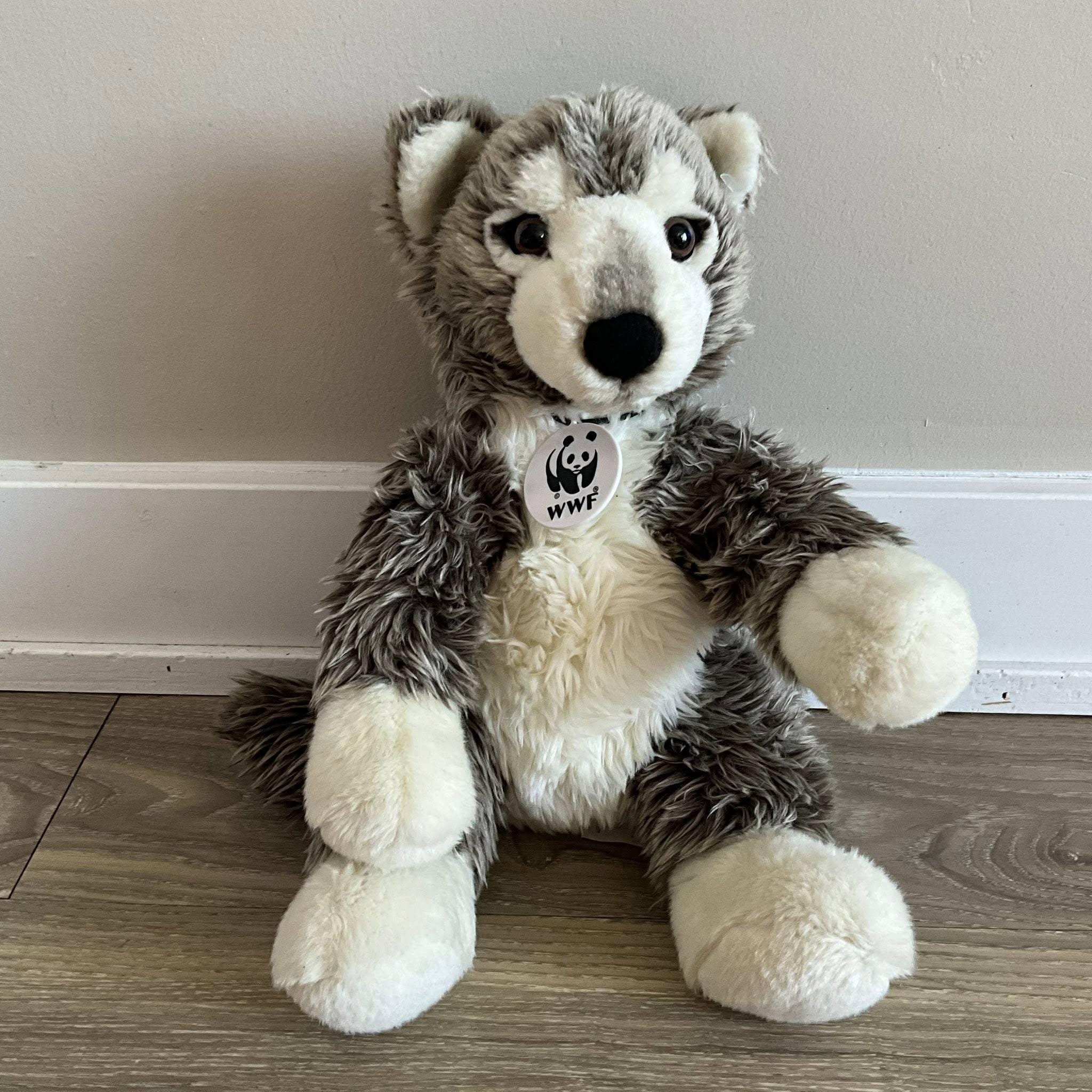 Build A Bear World Wildlife Fund Timberwolf Stuffed Plush 13” Gray