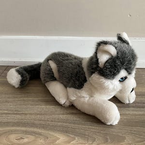 Husky Puppy Dog Plush Gray White Stuffed Plush