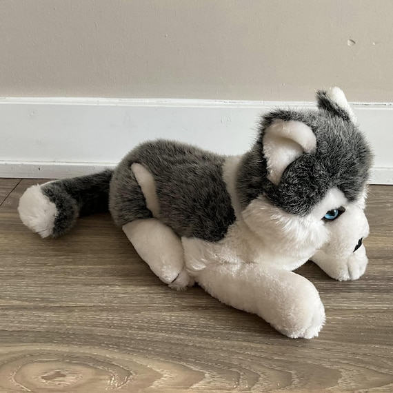 Uni-Toys - Husky Grau, Liegend - 38 Cm (Länge) - Plüsch-Hund