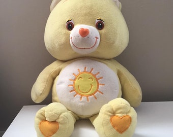 2003 Care Bears Funshine Bear Plush Toy Yellow Smiling Sun 22", collectable toy