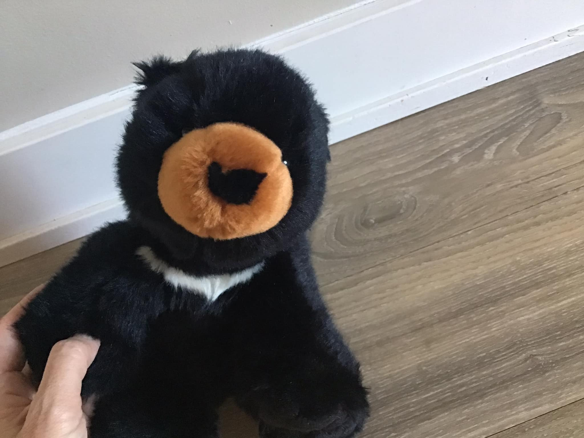 Wild Republic Black Bear With White Chest Stripe Plush