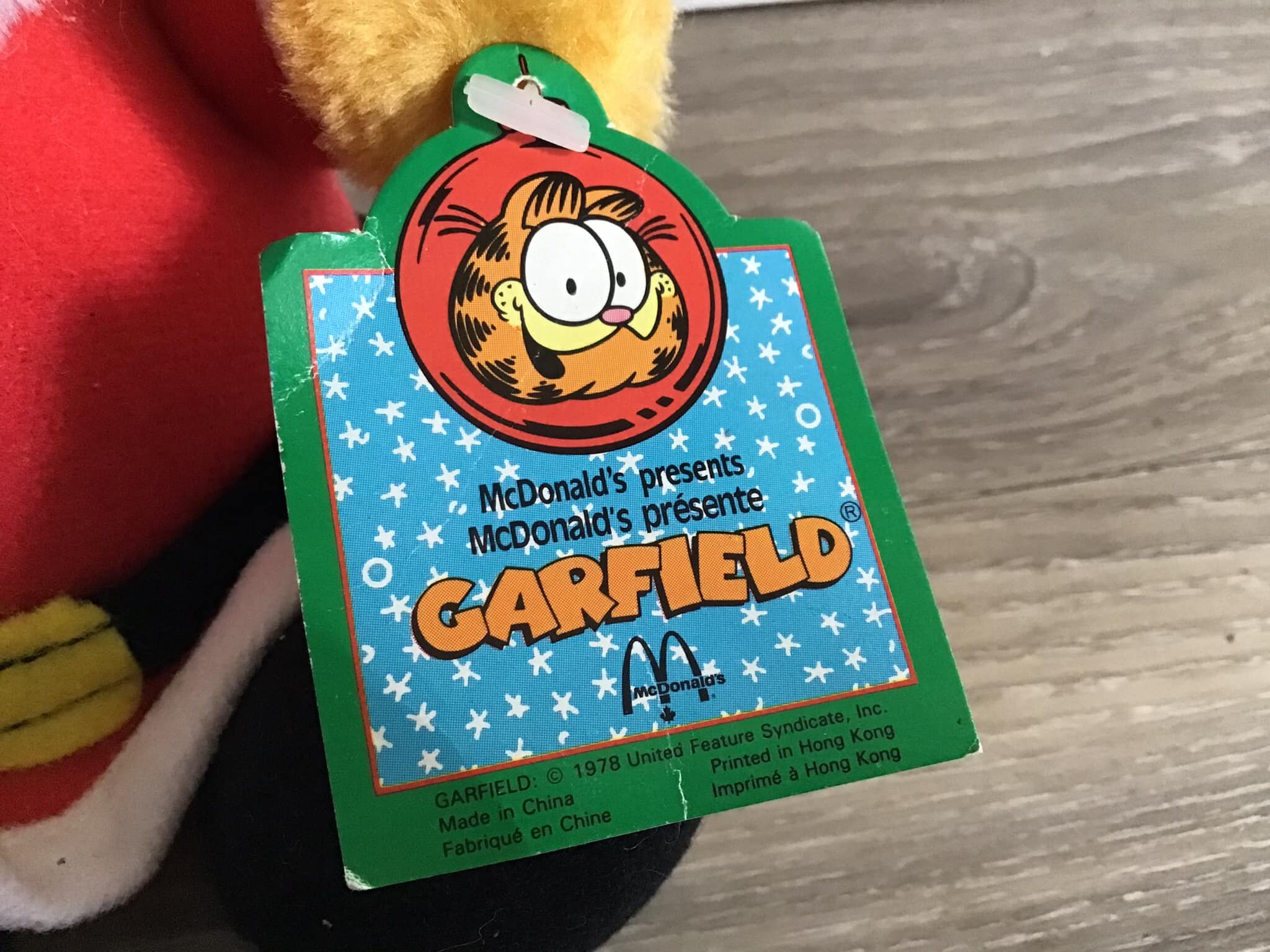 Mcdonalds 1978 Santa Garfield Stuffed Animal Plush Toy 8.5