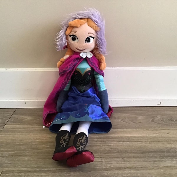 Disney Store Frozen Movie Anna Plush Stuffed doll In Coat 20" Princess