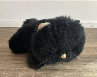 Vintage Gund Plush Black Cat 1980 Rare Stuffed Animal 8"