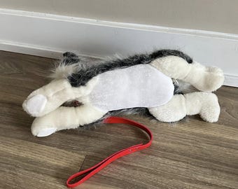 ヴィンテージ ガンツ シベリアン ハスキー リアルなぬいぐるみ犬（赤い