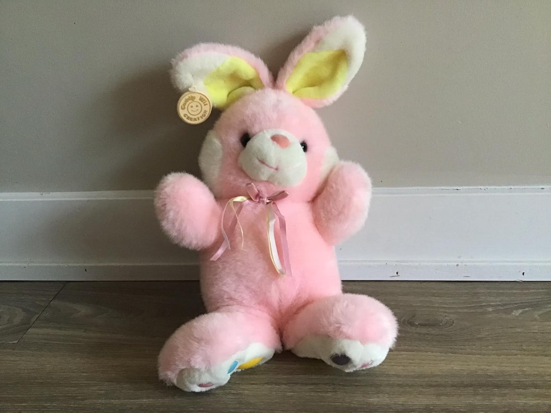 1992 Cuddle Wit Creation Pink Bunny Rabbit Stuffed Animal Toy Plush 16 ...