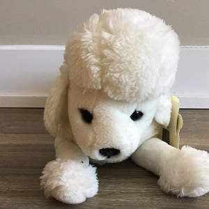 Cute White Poodle Dog Stuffed Animal Toy Plush 12"