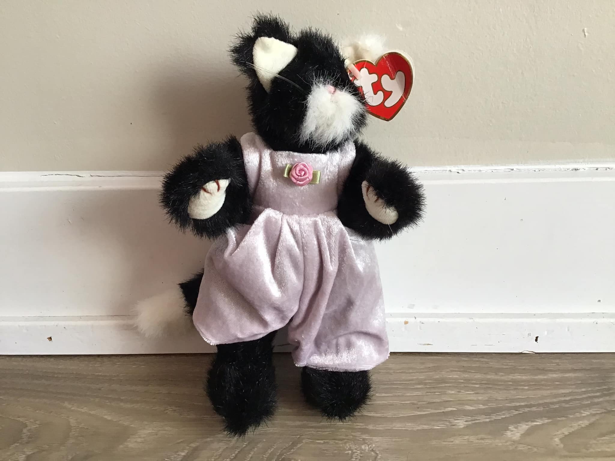 1993 TY Attic Treasures Collection “purrcy” Black Cat Wearing