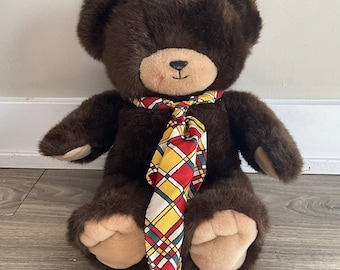 Vintage Teddy Bear with Tie Stuffed Animal Plush Toy 17"