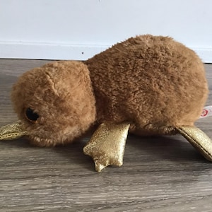 Ty Beanie Boos Collection Perry the Platypus Brown and Gold Stuffed Animal Toy Plush 8.5&quot;