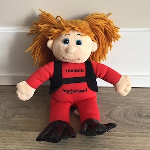Vintage Marineland Canada Trainer Plush Doll, Trainer Doll with Scuba Tanks Flippers