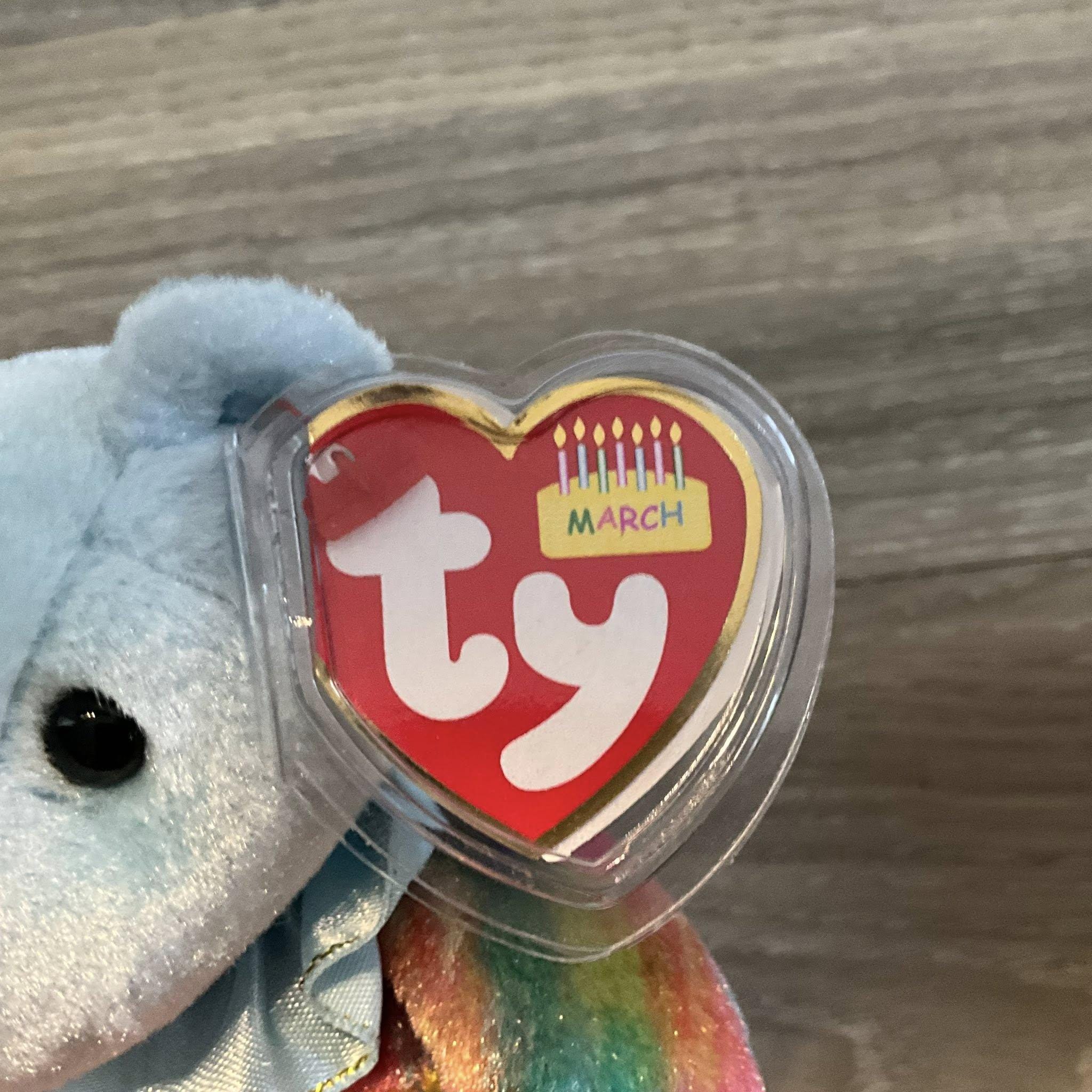 Ty Beanie Baby March the Birthday Bear - Aquamarine Birthstone Bear (7 ...