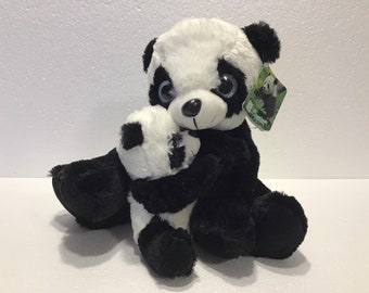 Black White Panda Teddy Bear with baby Plush Stuffed Animal Plush Toy
