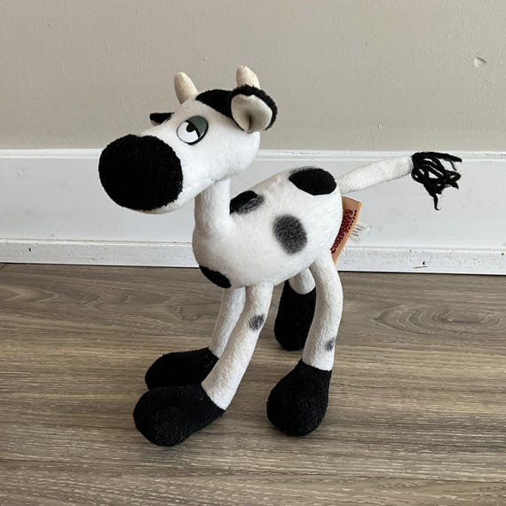 Cow Black White Bendable Poseable Plush, Creature Comforts Toys