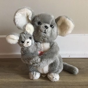 Dakin 1979 Mama Mouse with Baby Mouse Stuffed Animal Plush Toy 10"